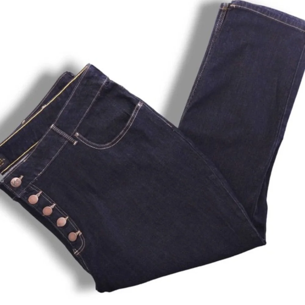 Lee Riders Womens Jean Sz 26W Straight Leg‎ 5 Button Front Dark Classic Western